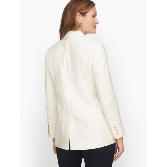 Talbots Textured Double-Breasted Blazer White Ivory Plus Size 16W - Picture 2 of 14
